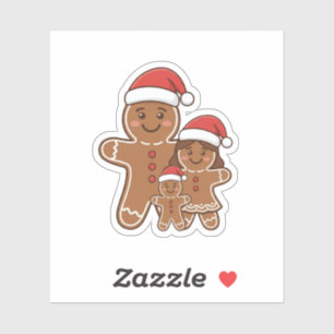 Schattige Gengembredevrienden Familie met Kerstman Sticker