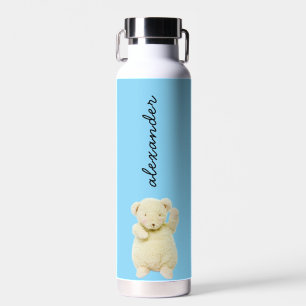 Schattige Genoemd Blauw w / Crème Gekleurd Teddy B Waterfles