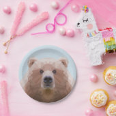 Schattige geometrisch bruin beer blauw papieren bordje (Feest)