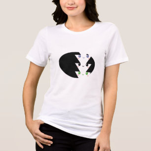 Schattige geometrisch T-shirt met kleurrijke gezic