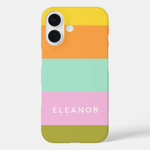 Schattige geometrische pastelkleuren gepersonalise iPhone 16 hoesje