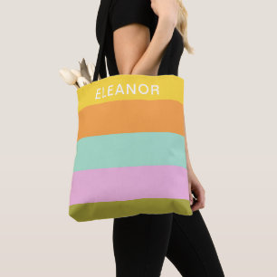 Schattige geometrische strepen helder pastel perso tote bag