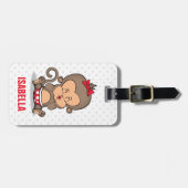 Schattige Gepersonaliseerd Aap Bagagelabel (K) (Voorkant horizontaal)