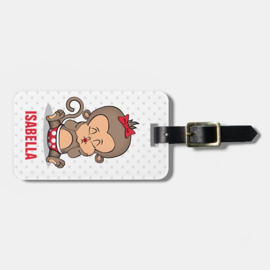 Schattige Gepersonaliseerd Aap Bagagelabel (K) (Voorkant horizontaal)