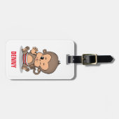 Schattige Gepersonaliseerd Aap Bagagelabel (Zwaaie (Voorkant horizontaal)