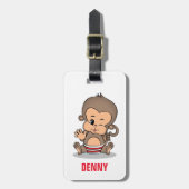 Schattige Gepersonaliseerd Aap Bagagelabel (Zwaaie (Voorkant verticaal)