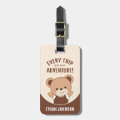 Schattige gepersonaliseerd Beer Adventure Bagagela Bagagelabel (Voorkant verticaal)