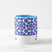 Schattige Gepersonaliseerd Blauw Kwaad Oog Geometr Mok (Midden)