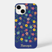 Schattige gepersonaliseerd blauw Wildflower bloemm iPhone Hoesje (Achterkant)