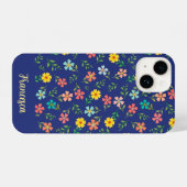 Schattige gepersonaliseerd blauw Wildflower bloemm iPhone Hoesje (Achterkant horizontaal)