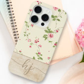 Schattige gepersonaliseerd bloemenhoutscriptmonogr Case-Mate iPhone case