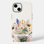 Schattige gepersonaliseerd bloemmonogram wilde blo Case-Mate iPhone case (Achterkant)