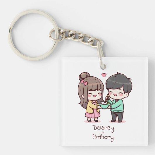Schattige gepersonaliseerd Chibi-stijl Dumpling-pa Sleutelhanger (Voorkant)