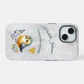Schattige gepersonaliseerd folk vogel & hart telef iPhone 15 case (Achterkant horizontaal)