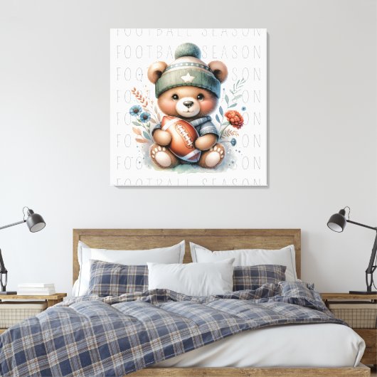 Schattige gepersonaliseerd Football Canvas Afdruk (Insitu (Slaapkamer))
