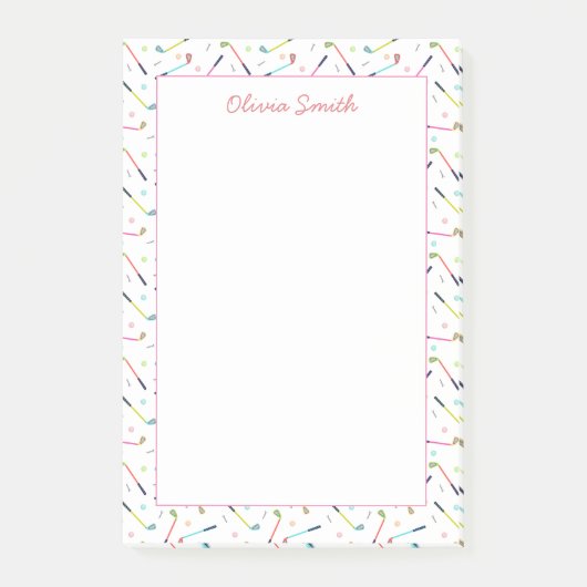 Schattige gepersonaliseerd golfpatroon vrouwen post-it® notes (Voorkant)