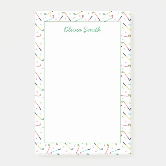 Schattige gepersonaliseerd golfpatroon vrouwen post-it® notes (Voorkant)