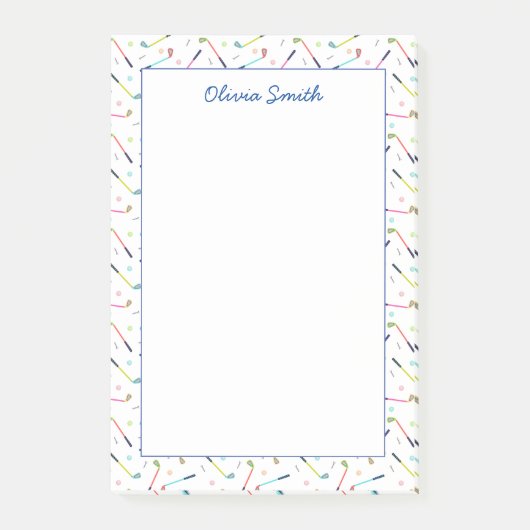 Schattige gepersonaliseerd golfpatroon vrouwen post-it® notes (Voorkant)