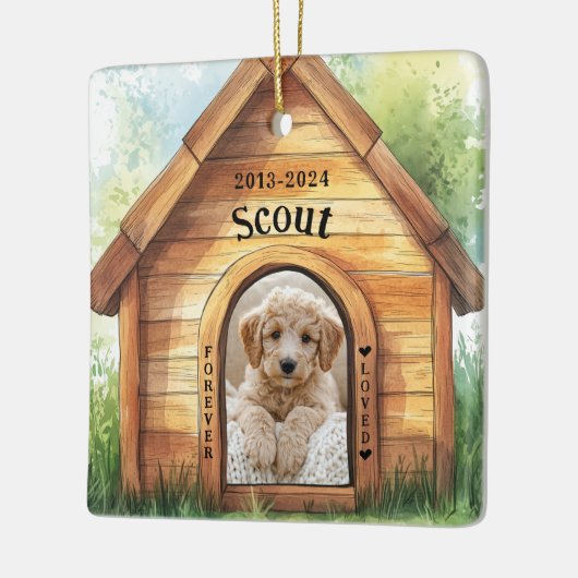 Schattige Gepersonaliseerd Hondenmonument Keramisch Ornament (Links)