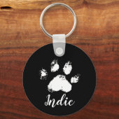 Schattige gepersonaliseerd hondenpootje sympathie  sleutelhanger (Achterkant)