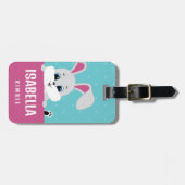 Schattige gepersonaliseerd konijntje Bagagelabel (Voorkant horizontaal)