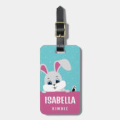 Schattige gepersonaliseerd konijntje Bagagelabel (Voorkant verticaal)