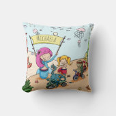 Schattige gepersonaliseerd meisje zeemeermin kussen (Voorkant)