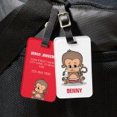 Schattige Gepersonaliseerd Monkey Bagagelabel (Dri