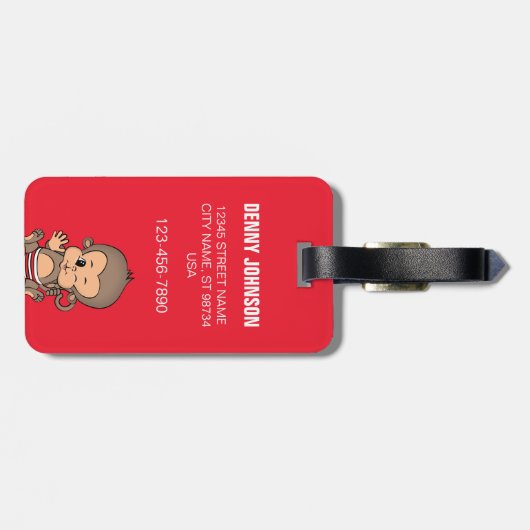 Schattige Gepersonaliseerd Monkey Bagagelabel (Dri (Achterkant horizontaal)