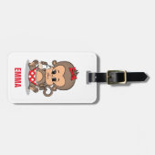 Schattige Gepersonaliseerd Monkey Meisje Bagagelab Bagagelabel (Voorkant horizontaal)