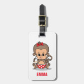 Schattige Gepersonaliseerd Monkey Meisje Bagagelab Bagagelabel (Voorkant verticaal)