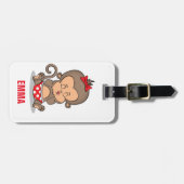 Schattige Gepersonaliseerd Monkey Meisje Bagagelab Bagagelabel (Voorkant horizontaal)