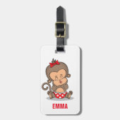 Schattige Gepersonaliseerd Monkey Meisje Bagagelab Bagagelabel (Voorkant verticaal)
