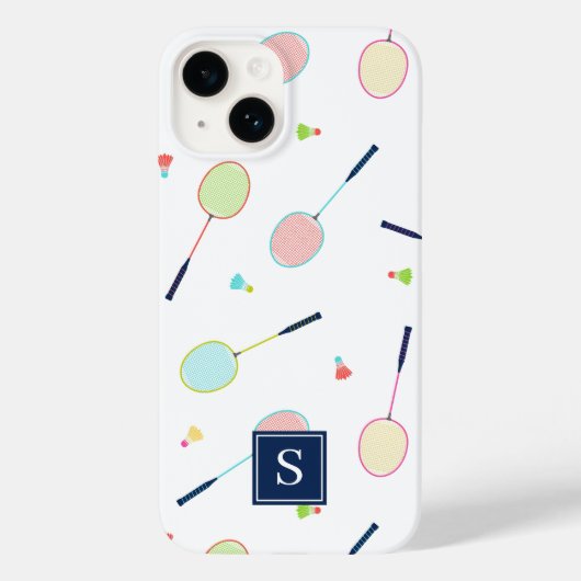 Schattige gepersonaliseerd monogram badmintonpatro Case-Mate iPhone case (Achterkant)