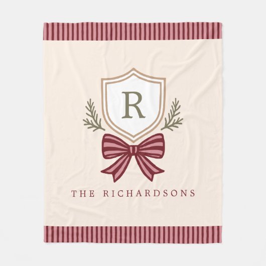 Schattige gepersonaliseerd monogram boog kerst fleece deken (Voorkant)