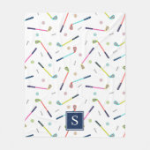 Schattige Gepersonaliseerd Monogram Golfpatroon Vr Fleece Deken (Voorkant)