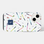 Schattige Gepersonaliseerd Monogram Golfpatroon Vr iPhone Hoesje (Achterkant horizontaal)