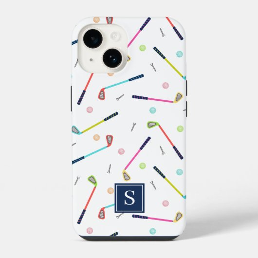 Schattige Gepersonaliseerd Monogram Golfpatroon Vr iPhone Hoesje (Achterkant)