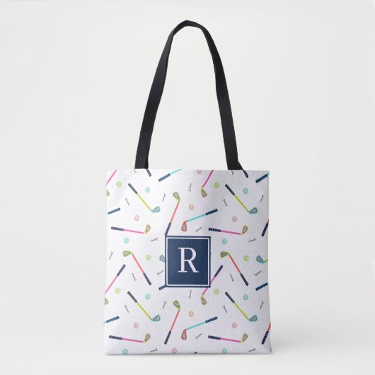 Schattige Gepersonaliseerd Monogram Golfpatroon Vr Tote Bag (Voorkant)