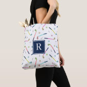 Schattige Gepersonaliseerd Monogram Golfpatroon Vr Tote Bag (Dichtbij)