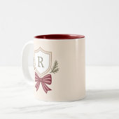 Schattige gepersonaliseerd monogram Initiaal boog  Tweekleurige Koffiemok (Voorkant links)