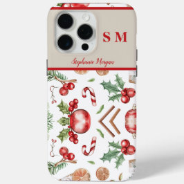 Schattige gepersonaliseerd monogram naam kerst iPhone 15 pro max hoesje