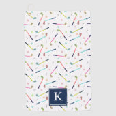 Schattige Gepersonaliseerd Monogram Patroon Vrouwe Golfhanddoek (Voorkant)