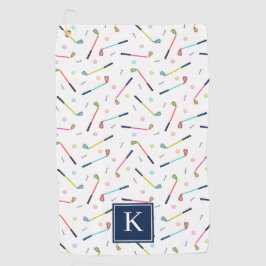 Schattige Gepersonaliseerd Monogram Patroon Vrouwe Golfhanddoek