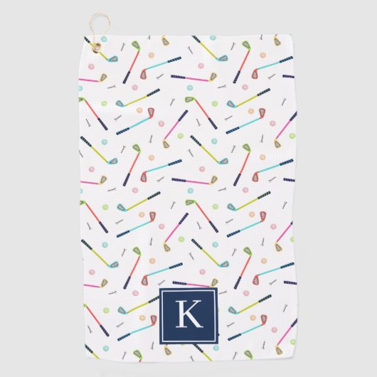 Schattige Gepersonaliseerd Monogram Patroon Vrouwe Golfhanddoek (Voorkant)