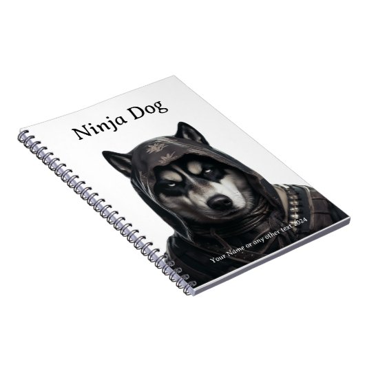 Schattige gepersonaliseerd Ninja Dog Husky Notitie Notitieboek (Rechterzijde)