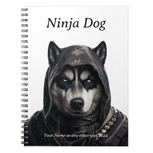 Schattige gepersonaliseerd Ninja Dog Husky Notitie Notitieboek (Voorkant)
