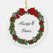 Schattige gepersonaliseerd onze eerste kerst elven keramisch ornament (Achterkant)