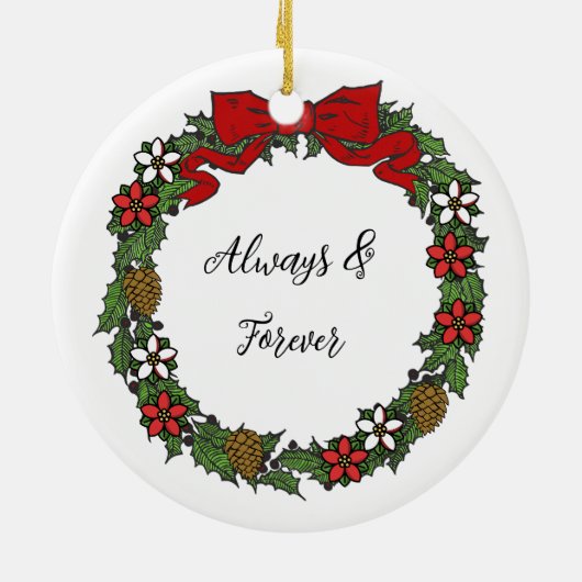 Schattige gepersonaliseerd onze eerste kerst elven keramisch ornament (Achterkant)