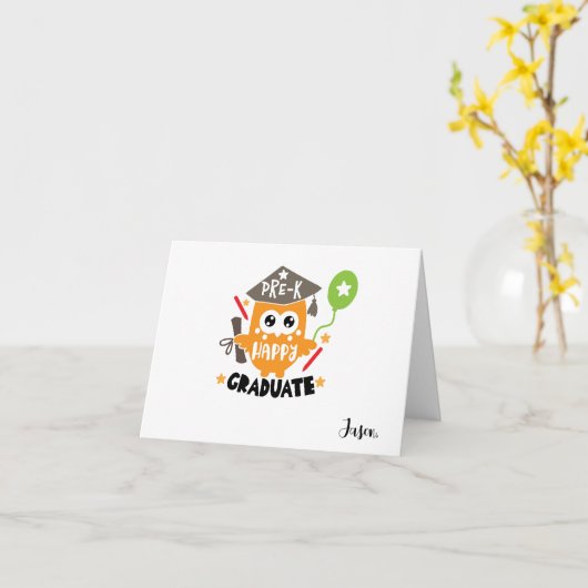 Schattige gepersonaliseerd Pre-K Afstuderen met Ui Kaart (Gele Bloem)